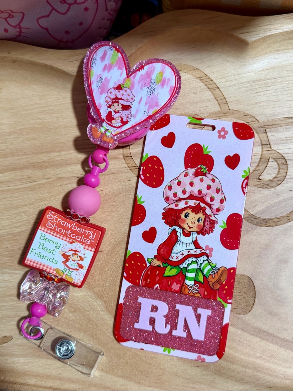 Strawberry Shortcake Pink RN Badge Reel and ID Holder